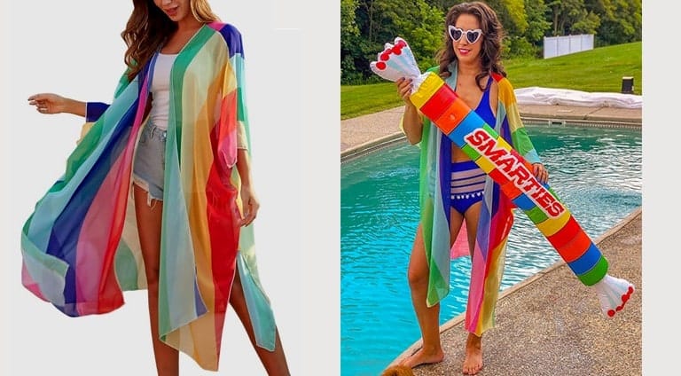rainbow color cover up kimono for straight people